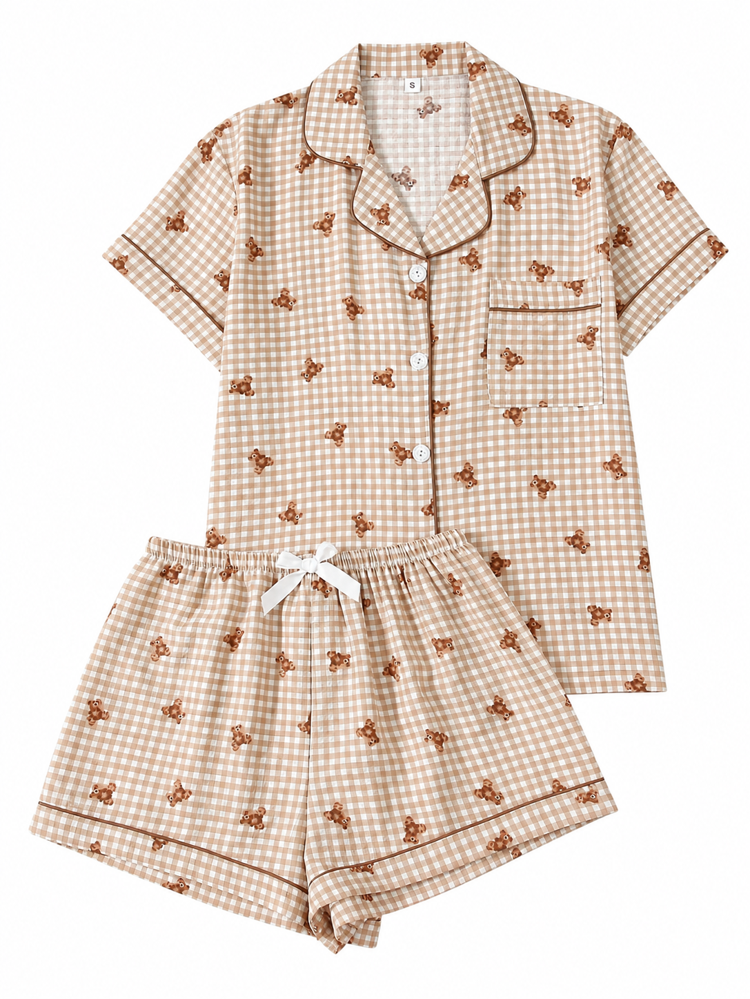 Teddy Bear Plaid Pajama Set